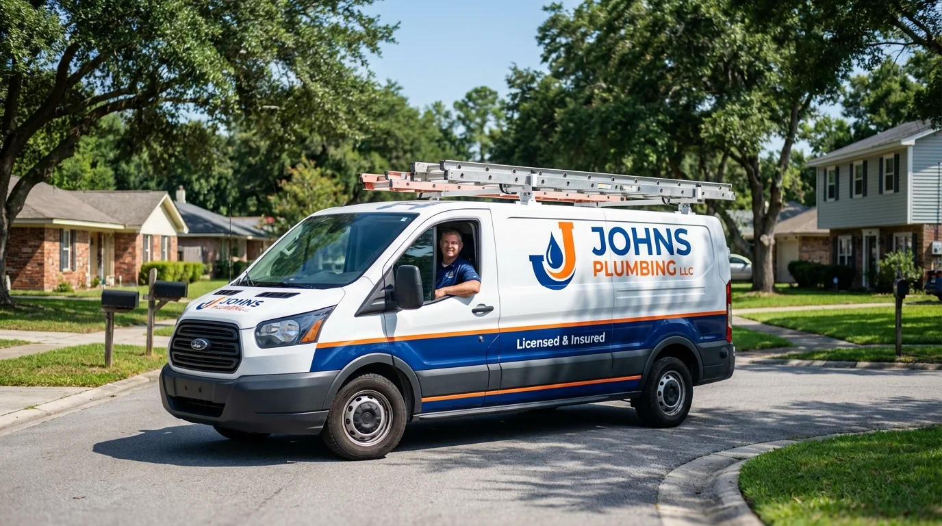 Johns Plumbing LLC service van in Melrose, MN